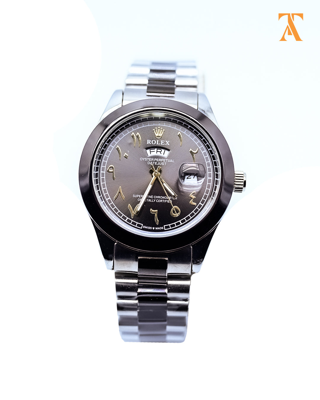 RLX Arabic Date Day Black & Silver – Two Tone Edition