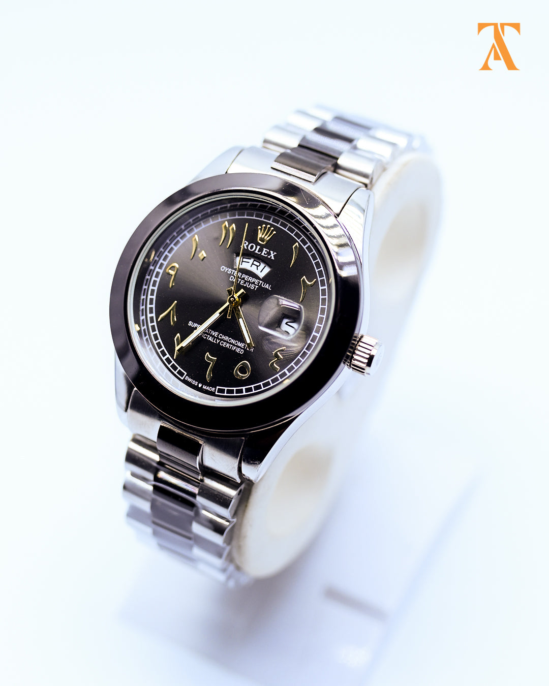RLX Arabic Date Day Black & Silver – Two Tone Edition